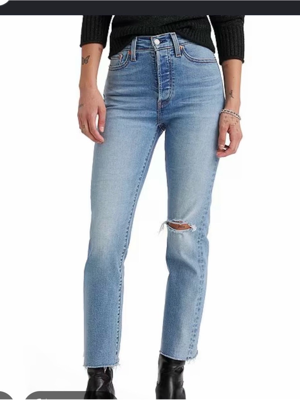 Levi's Light Blue Straight-Leg Jeans with Knee Distress